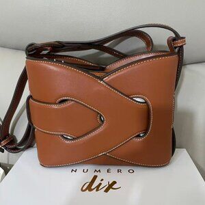 Polene Nodde Edition Smooth Cognac Leather Shoulder Bag